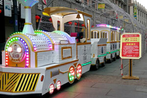 Royal White Trackless Train Rides Sides with LED-changing Color