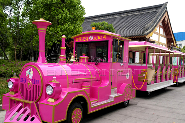 Big Size Pink Trackless Electric Tourist Train Rides for Sale