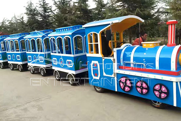 Customized Blue Electric Trackless Train for Customer from America